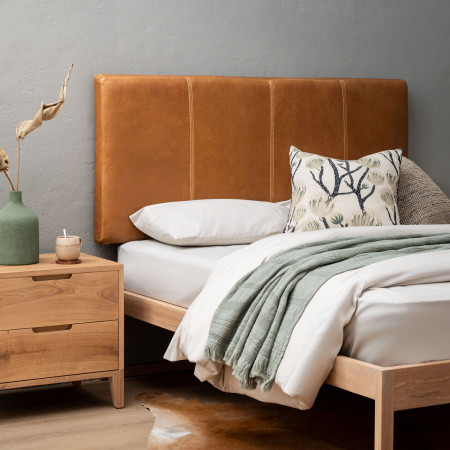 Emberley King Leather Headboard - Tan - 1
