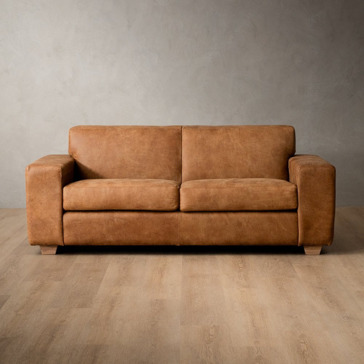Karoo 2-Seater Leather Couch - Caramel - 1