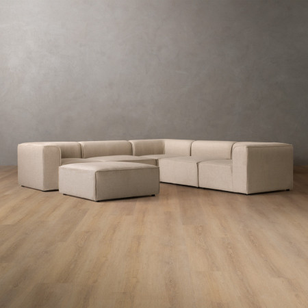 Havenwood Corner Couch With Ottoman - Latté - 1