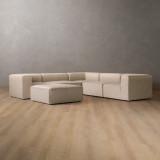 Havenwood Corner Couch With Ottoman - Latté - 1