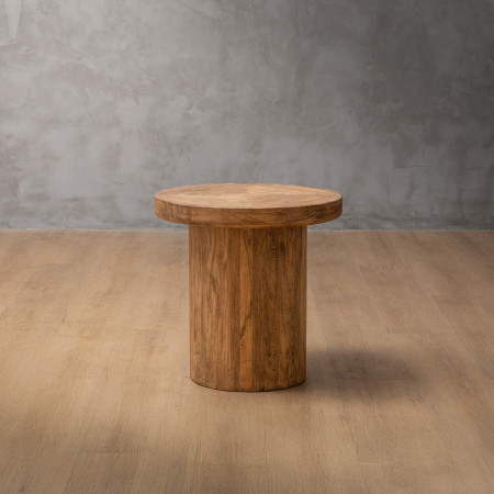 Solstice Round Side Table - Driftwood - 1