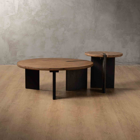 Whitmore Nesting Table Set - Driftwood & Black