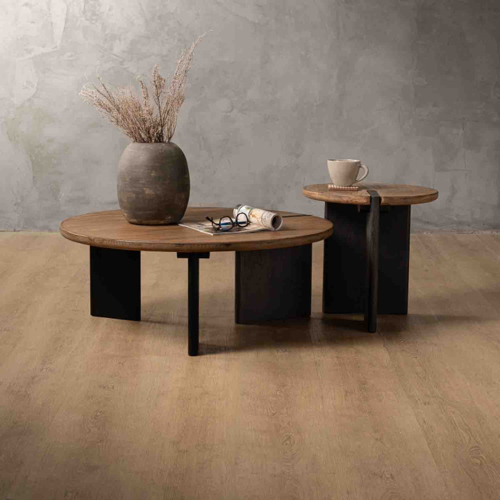 Whitmore Nesting Table Set - Driftwood & Black - 3