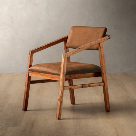 Jozi Leather Carver Chair - Blackwood - Caramel