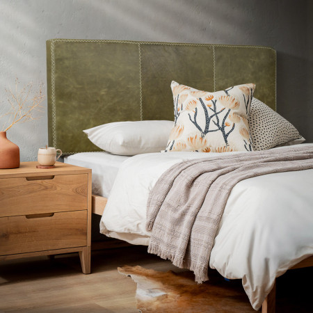 Zambezi Queen Leather Headboard - Vintage Sage - 1