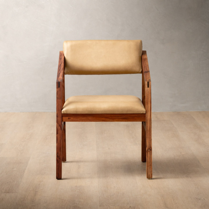 Jozi Leather Carver Chair - Blackwood - Desert - 2