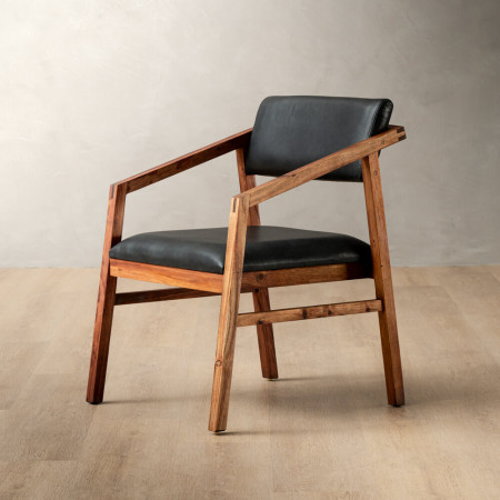 Jozi Leather Carver Chair - Blackwood - Black