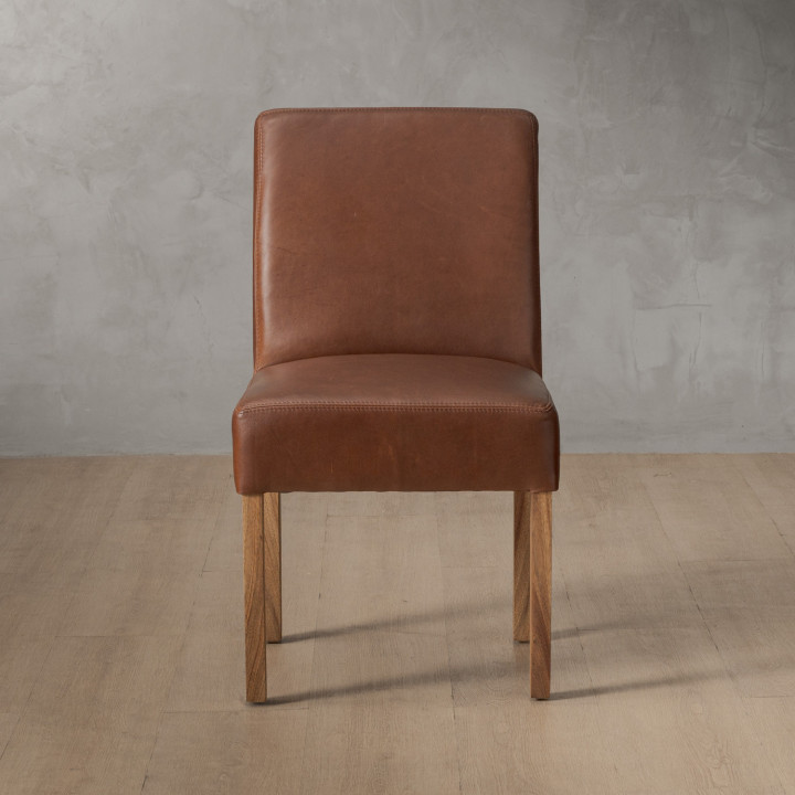 Chunky Leather Dining Chair - Blackwood - Curry - 2