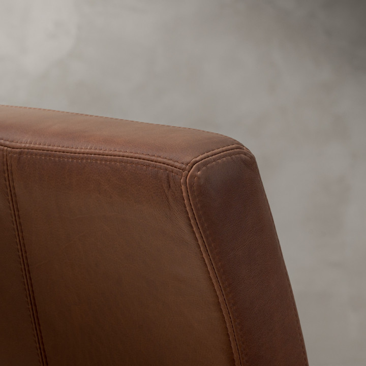 Chunky Leather Dining Chair - Blackwood - Curry - 6