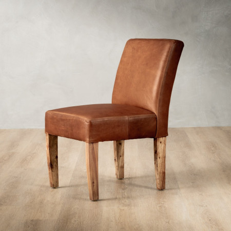 Chunky Leather Dining Chair - Blackwood - Butterscotch