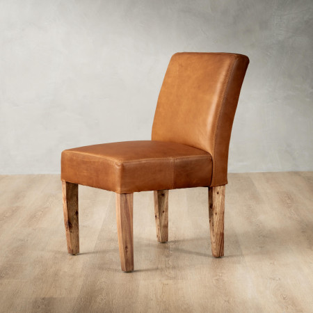 Chunky Leather Dining Chair - Blackwood - Ginger