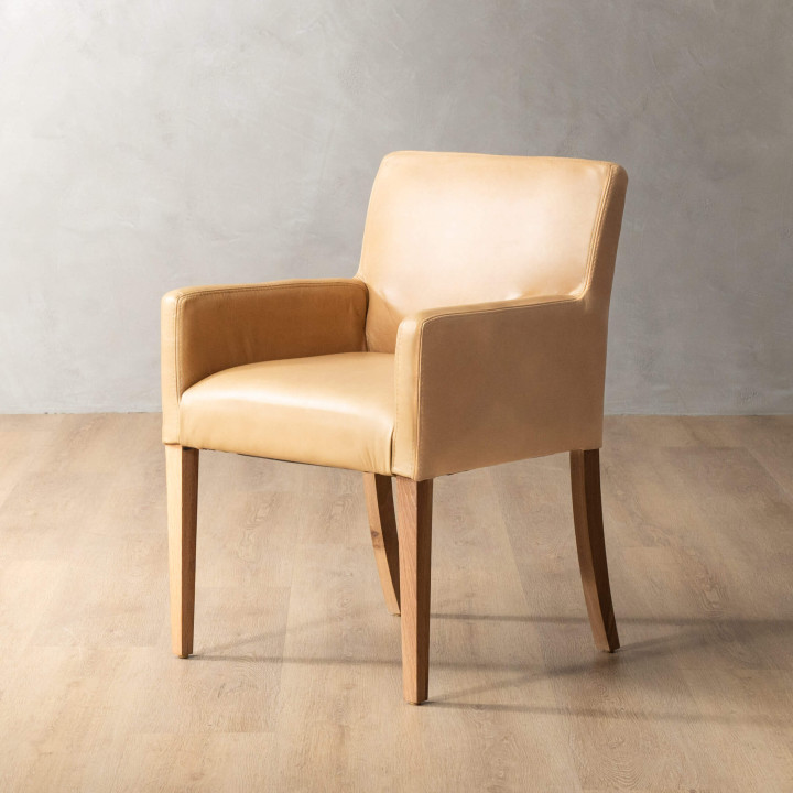 Sandton Leather Dining Chair - Oak - Desert - 1
