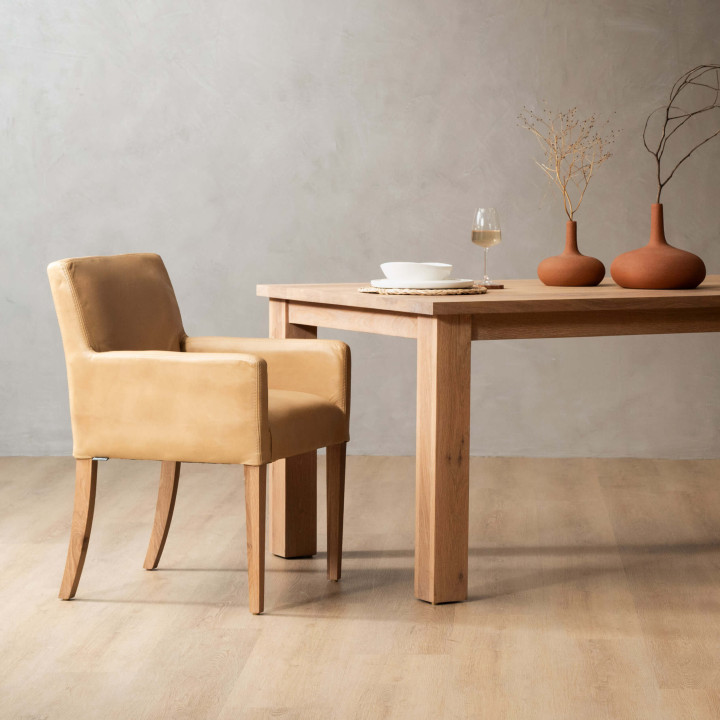 Sandton Leather Dining Chair - Oak - Desert - 2