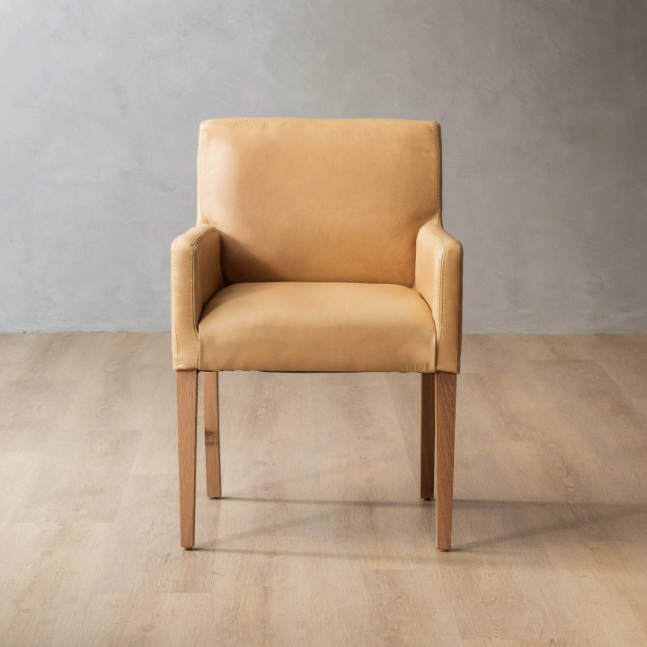 Sandton Leather Dining Chair - Oak - Desert - 3