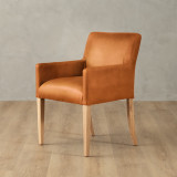 Sandton Leather Dining Chair - Oak - Ginger - 1