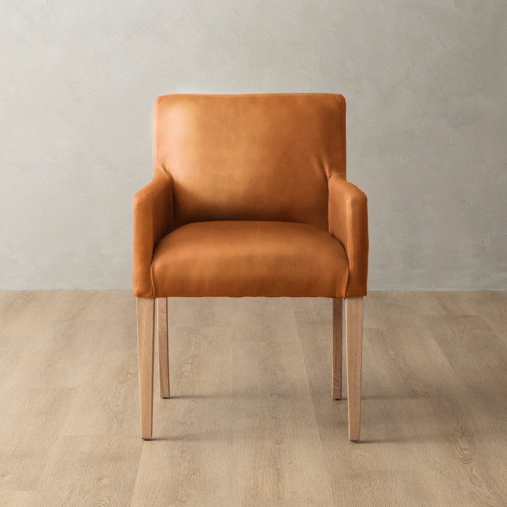 Sandton Leather Dining Chair - Oak - Ginger - 2