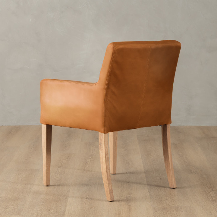 Sandton Leather Dining Chair - Oak - Ginger - 3