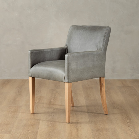 Sandton Leather Dining Chair - Oak - Pepper