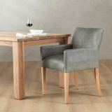 Sandton Leather Dining Chair - Oak - Pepper - 2