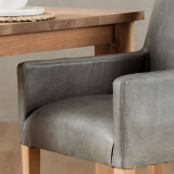 Sandton Leather Dining Chair - Oak - Pepper - 4