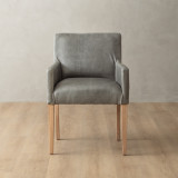 Sandton Leather Dining Chair - Oak - Pepper - 6