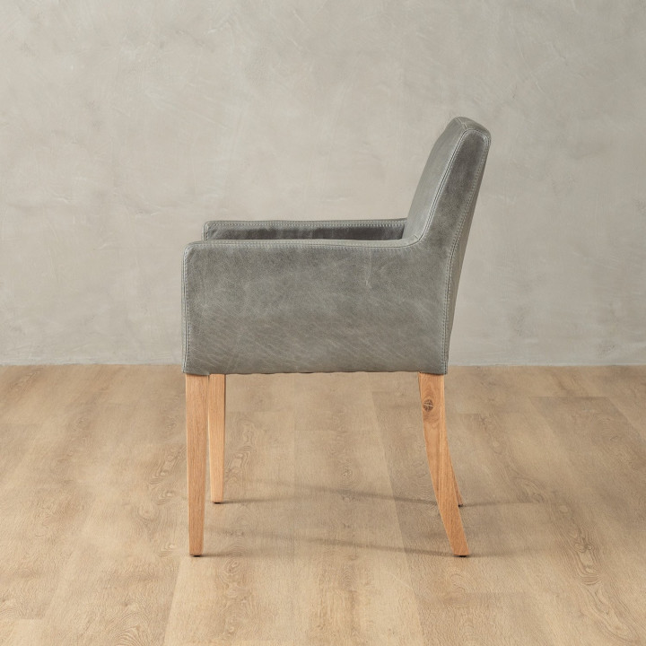 Sandton Leather Dining Chair - Oak - Pepper - 7