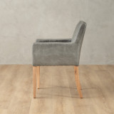 Sandton Leather Dining Chair - Oak - Pepper - 7