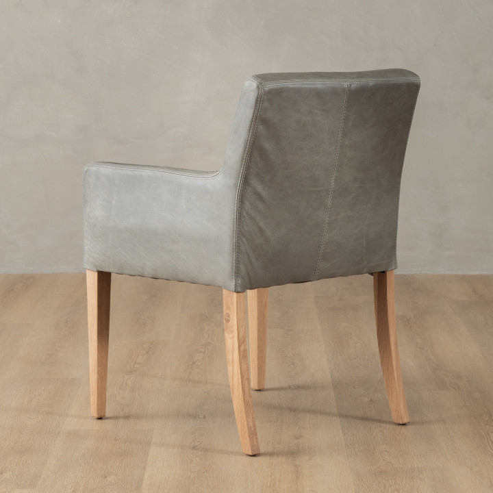 Sandton Leather Dining Chair - Oak - Pepper - 8