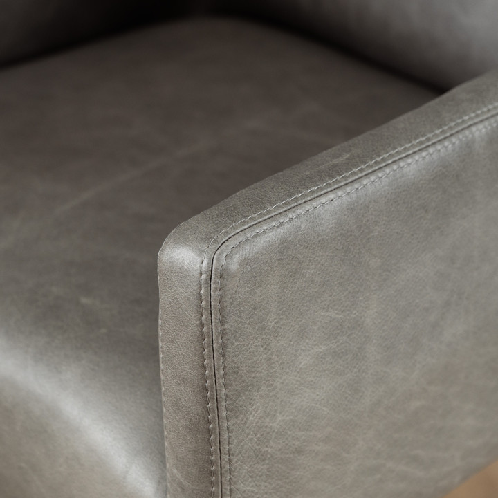 Sandton Leather Dining Chair - Oak - Pepper - 9