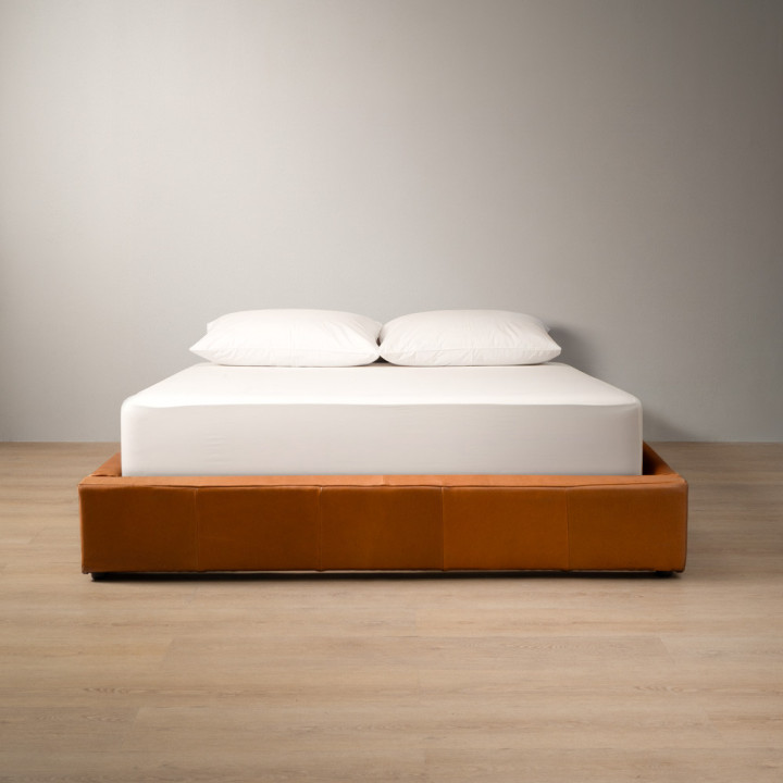 Montanelle Leather Bed Base - Queen - Tan - 1