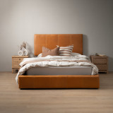 Montanelle Leather Bed Base - Queen - Tan - 2