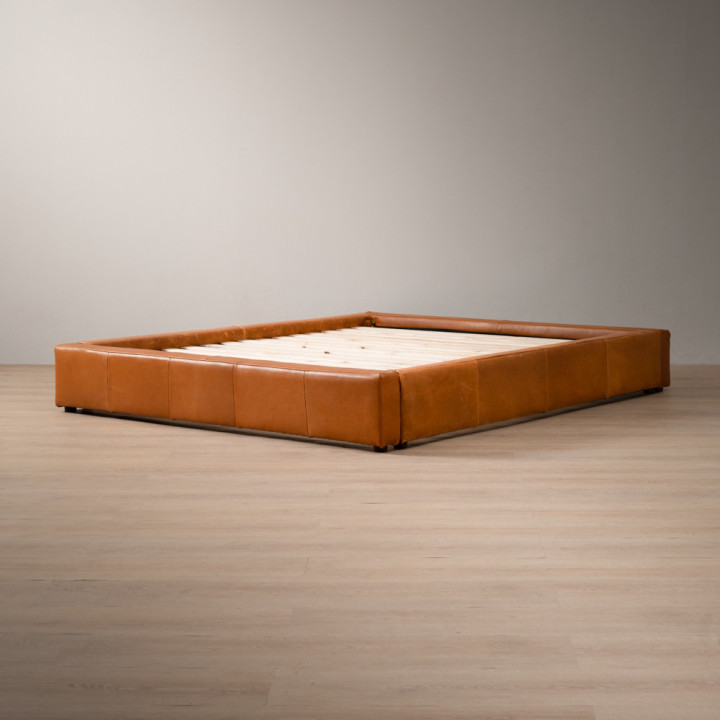 Montanelle Leather Bed Base - Queen - Tan - 5
