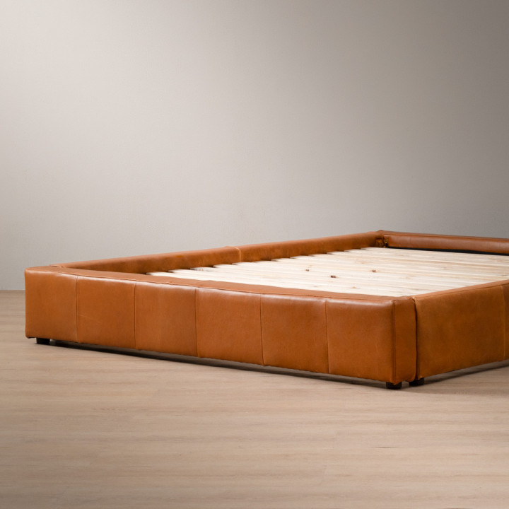Montanelle Leather Bed Base - Queen - Tan - 6