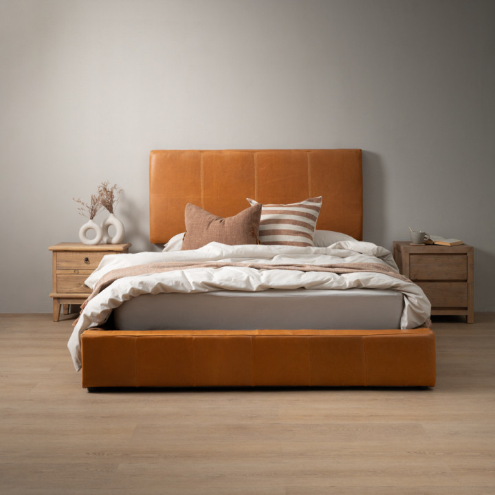 Montanelle Leather Bed Base - King XL - Tan - 2