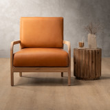 Vrede Leather Armchair - Oak - Ginger - 2