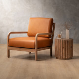 Vrede Leather Armchair - Oak - Ginger - 3
