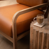 Vrede Leather Armchair - Oak - Ginger - 4