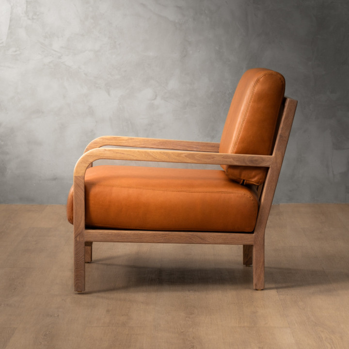 Vrede Leather Armchair - Oak - Ginger - 6