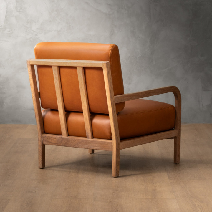 Vrede Leather Armchair - Oak - Ginger - 7