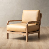 Vrede Leather Armchair - Oak - Desert - 1