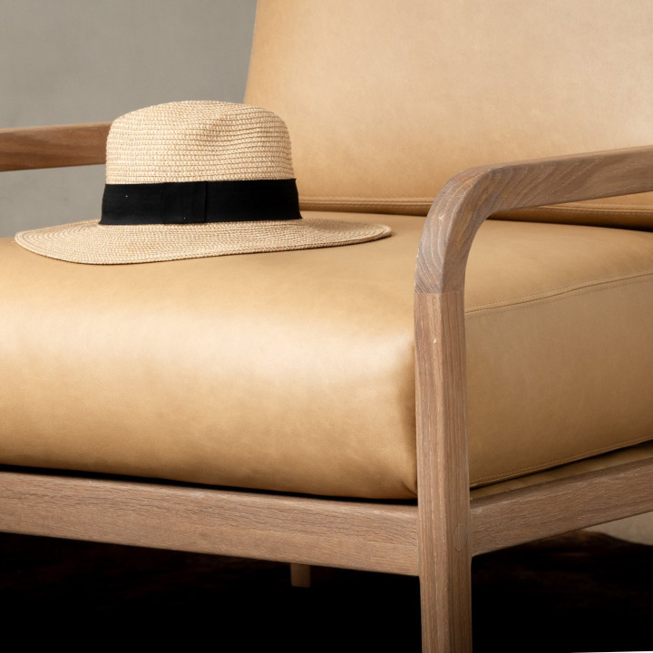 Vrede Leather Armchair - Oak - Desert - 3