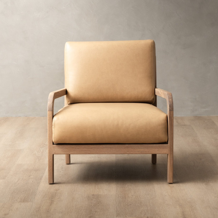 Vrede Leather Armchair - Oak - Desert - 4