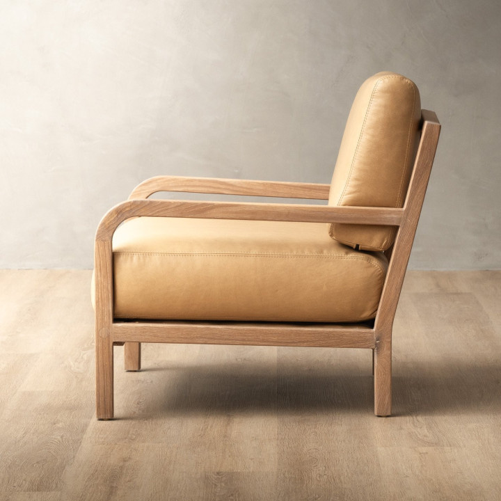 Vrede Leather Armchair - Oak - Desert - 5
