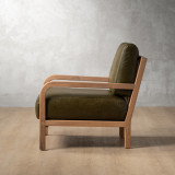 Vrede Leather Armchair - Oak - Olive - 6