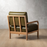 Vrede Leather Armchair - Oak - Olive - 7