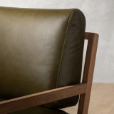 Vrede Leather Armchair - Oak - Olive - 9