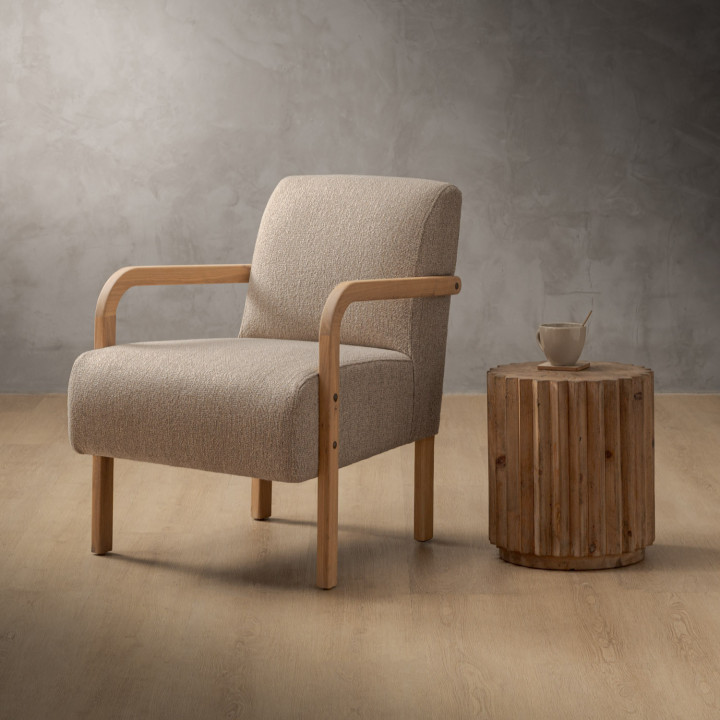 Palmiet Fabric Armchair - Oak - Monarch Sandpiper - 3