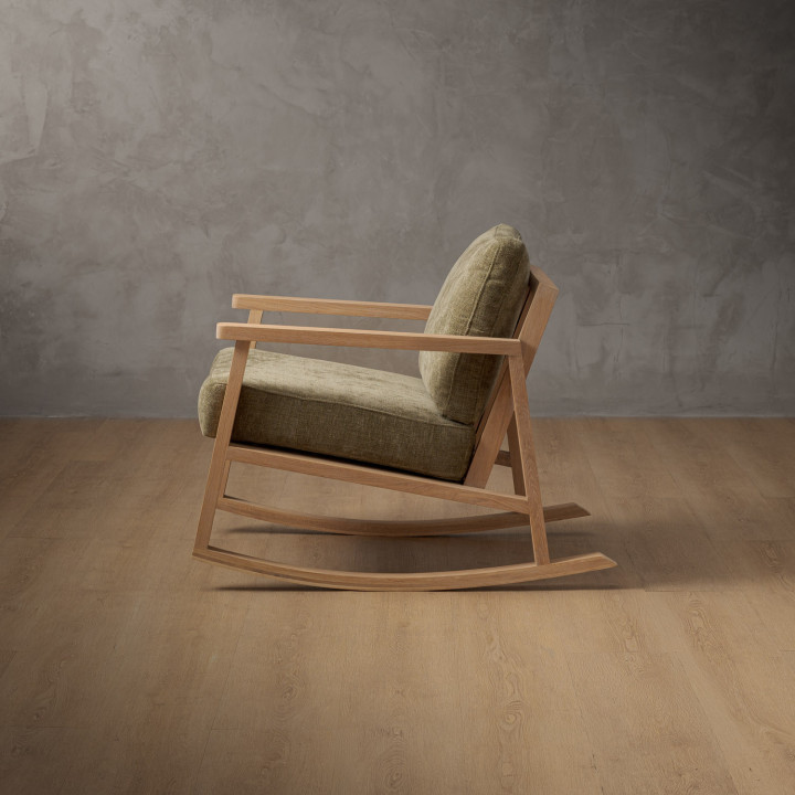 Arabella Fabric Rocking Chair - Oak - Olive Wave - 4