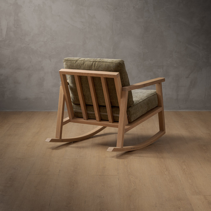 Arabella Fabric Rocking Chair - Oak - Olive Wave - 5