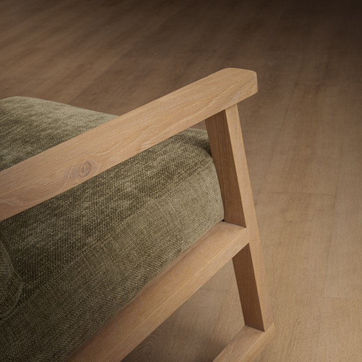Arabella Fabric Rocking Chair - Oak - Olive Wave - 7
